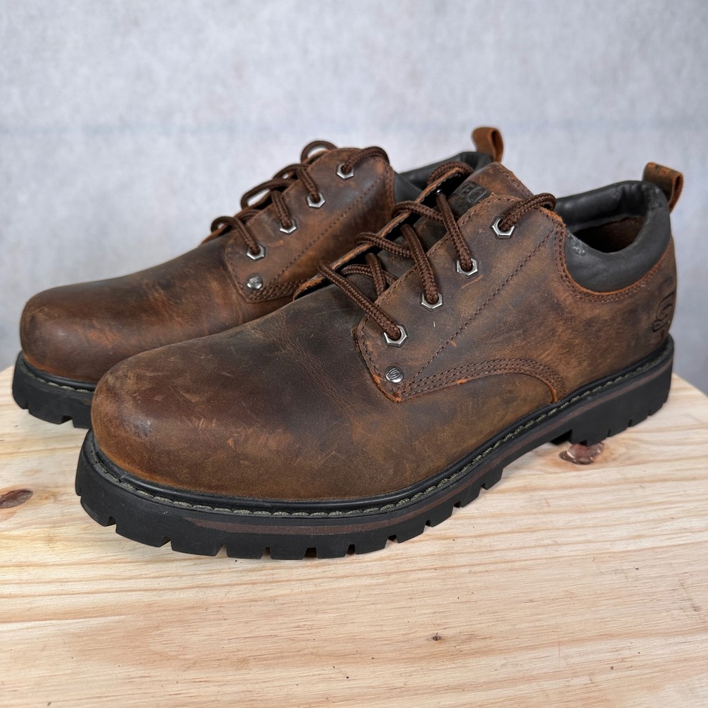 Skechers Oxford Shoes Mens 12 Brown Good Leather SN 6618 Lug Sole Utility Rugged